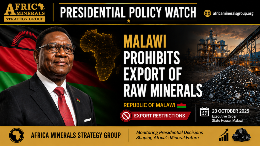 Malawi Presidential Policy Watch raw mineral export prohibition executive order mineral beneficiation policy